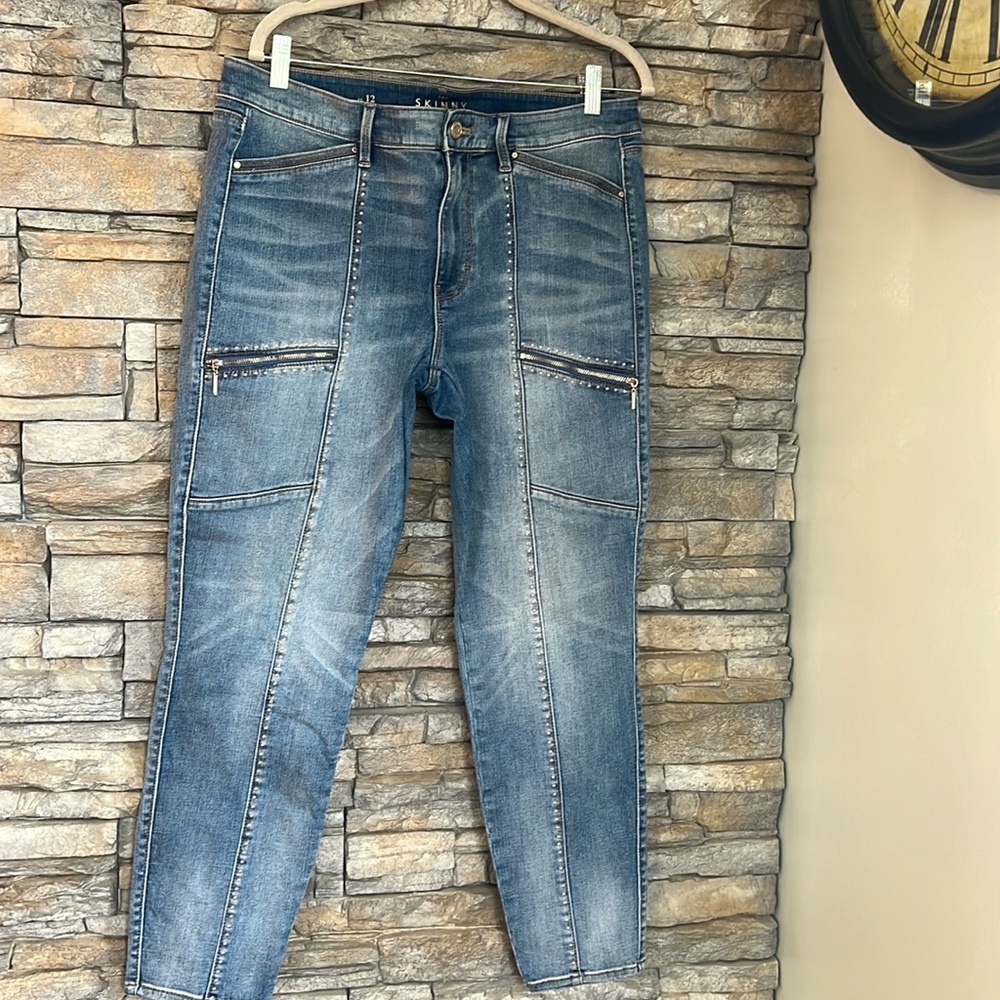 Black house white market is skinny ankle jeans, size 12, so we’re studs